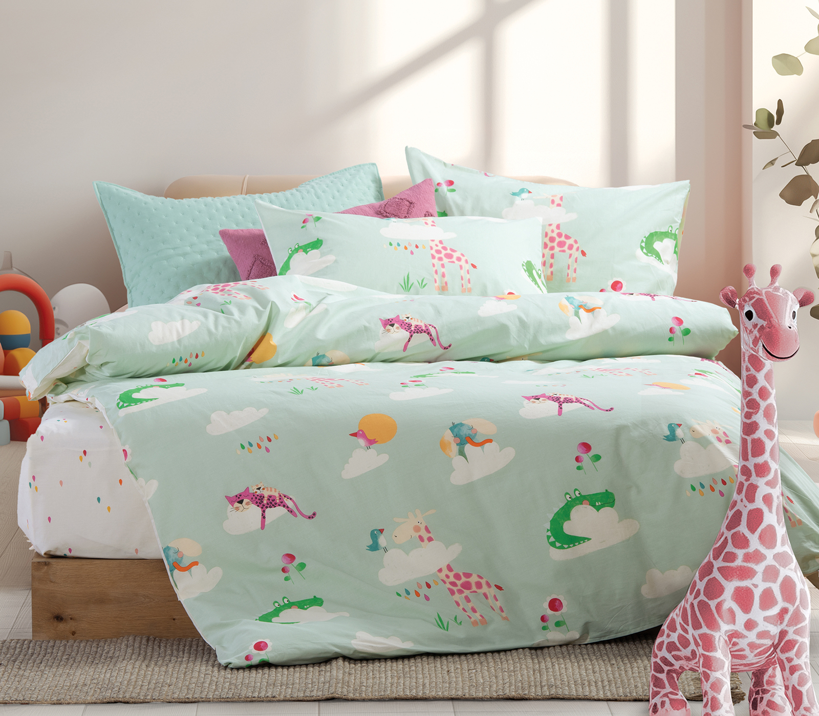 Παιδικά Σεντόνια Nef-Nef Homeware (Σετ)  Sky Is A Zoo 170x260 Mint