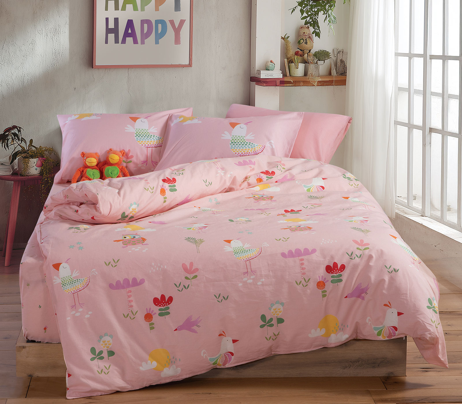 Παιδικά Σεντόνια Nef-Nef Homeware (3ΤΜΧ) Birds Mania Pink 170x260 Pink 