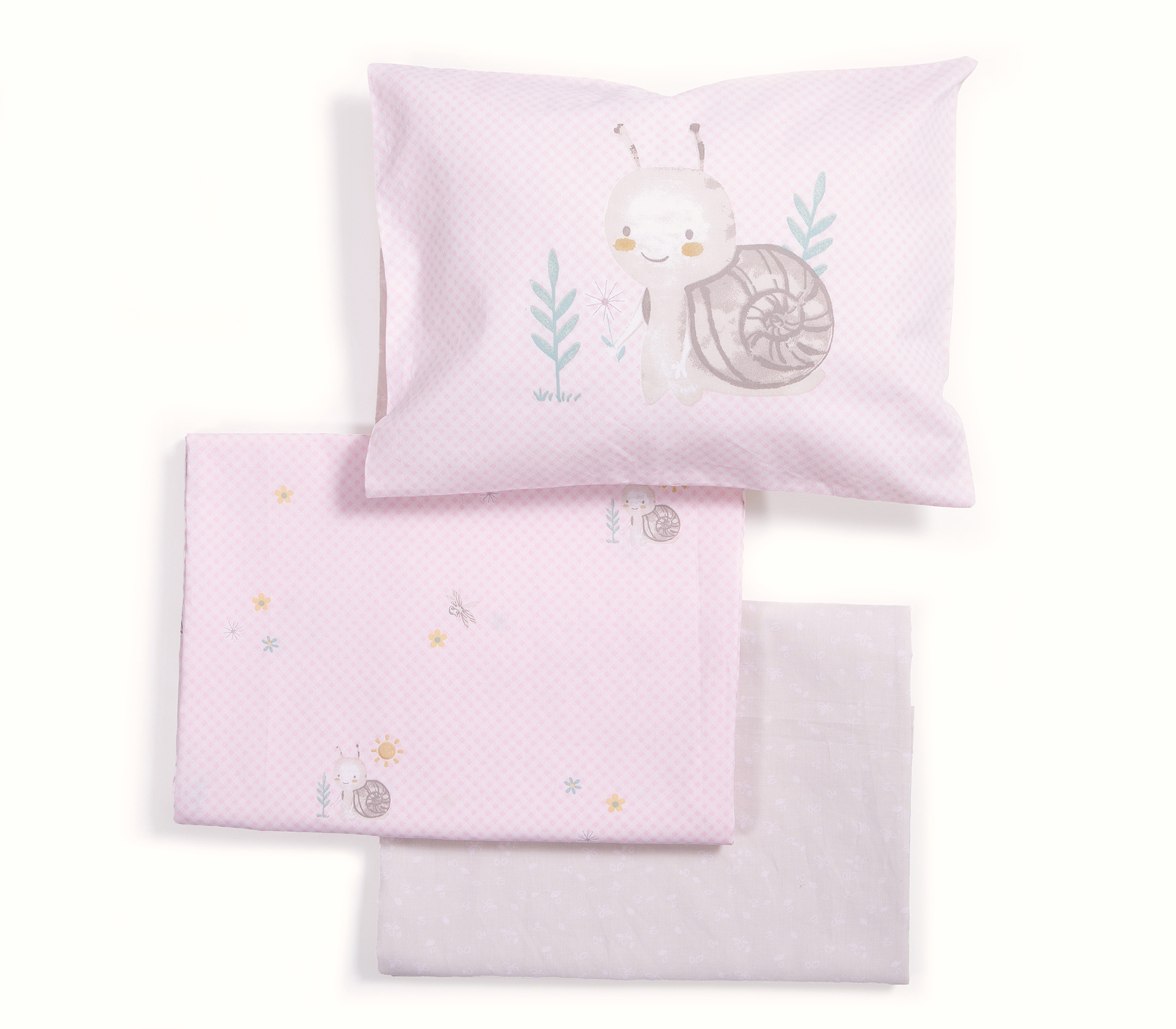 Βρεφικά Σεντόνια Κούνιας Nef-Nef Homeware (Σετ) Cute Snail 120x170 Pink