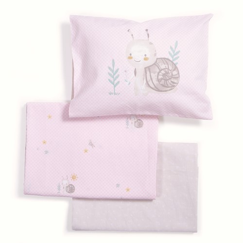 Βρεφικά Σεντόνια Κούνιας Nef-Nef Homeware (Σετ) Cute Snail 120x170 Pink