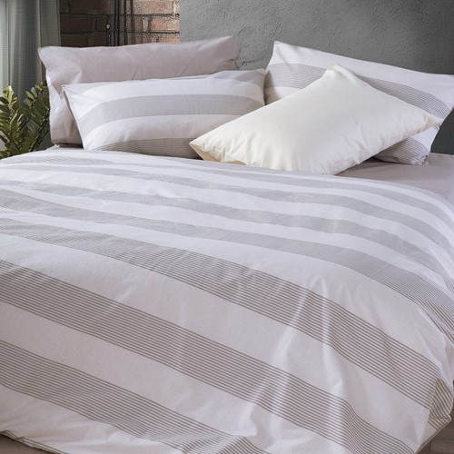 Σεντόνια Διπλά Nef-Nef Homeware (Σετ) Casual Stripe 200Χ270 Ecru