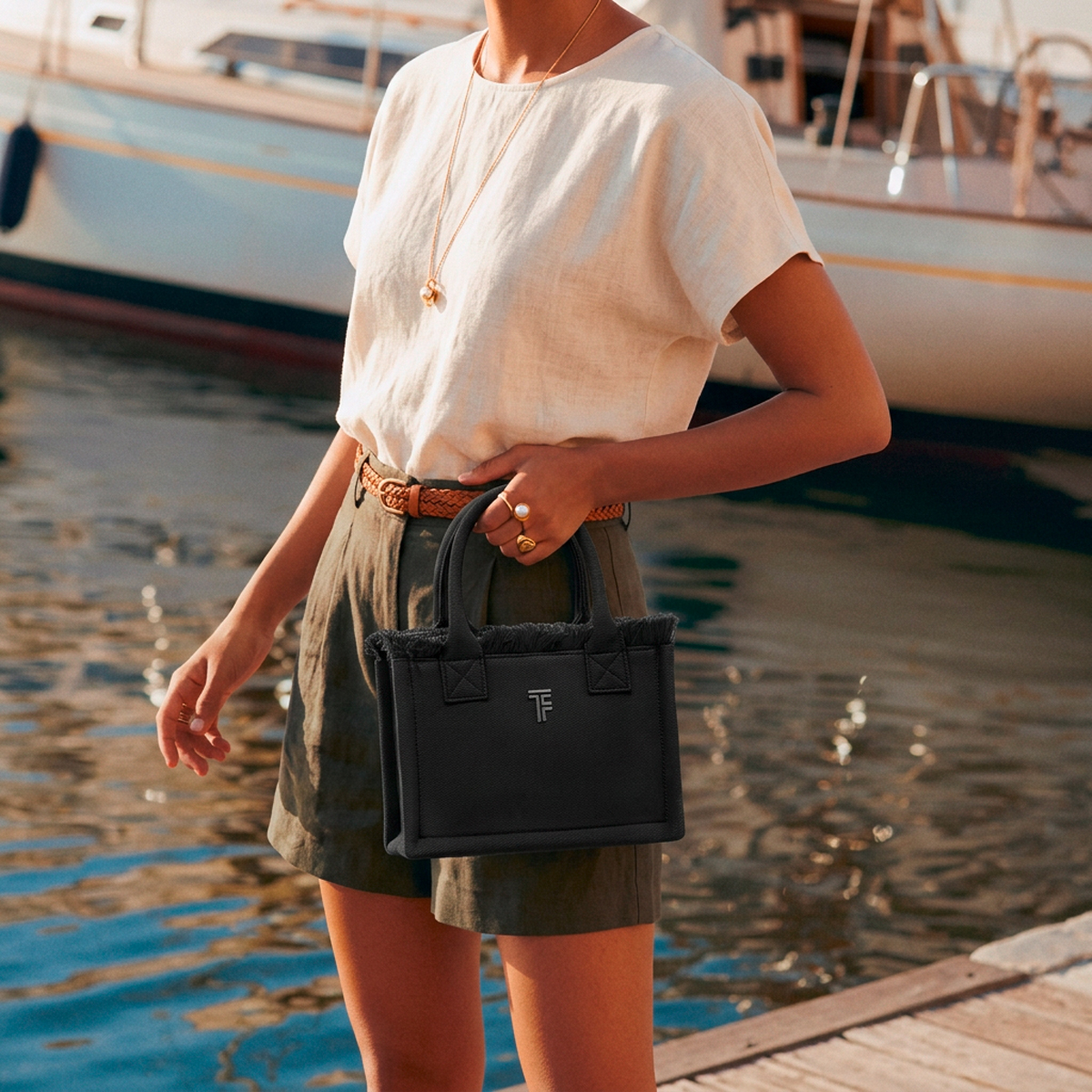Tσάντα Xειρός Feel and Touch Caribbean Black