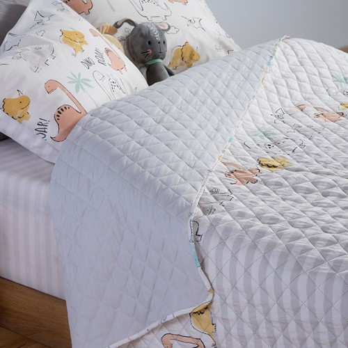 Παιδικό Κουβερλί Nef-Nef Homeware Dinosaur Art 180X240 Ecru/Grey