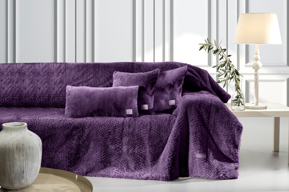 Ριχτάρι Guy Laroche Πολυθρόνας+ Μαξιλαροθήκη Crusty Aubergine 170Χ130