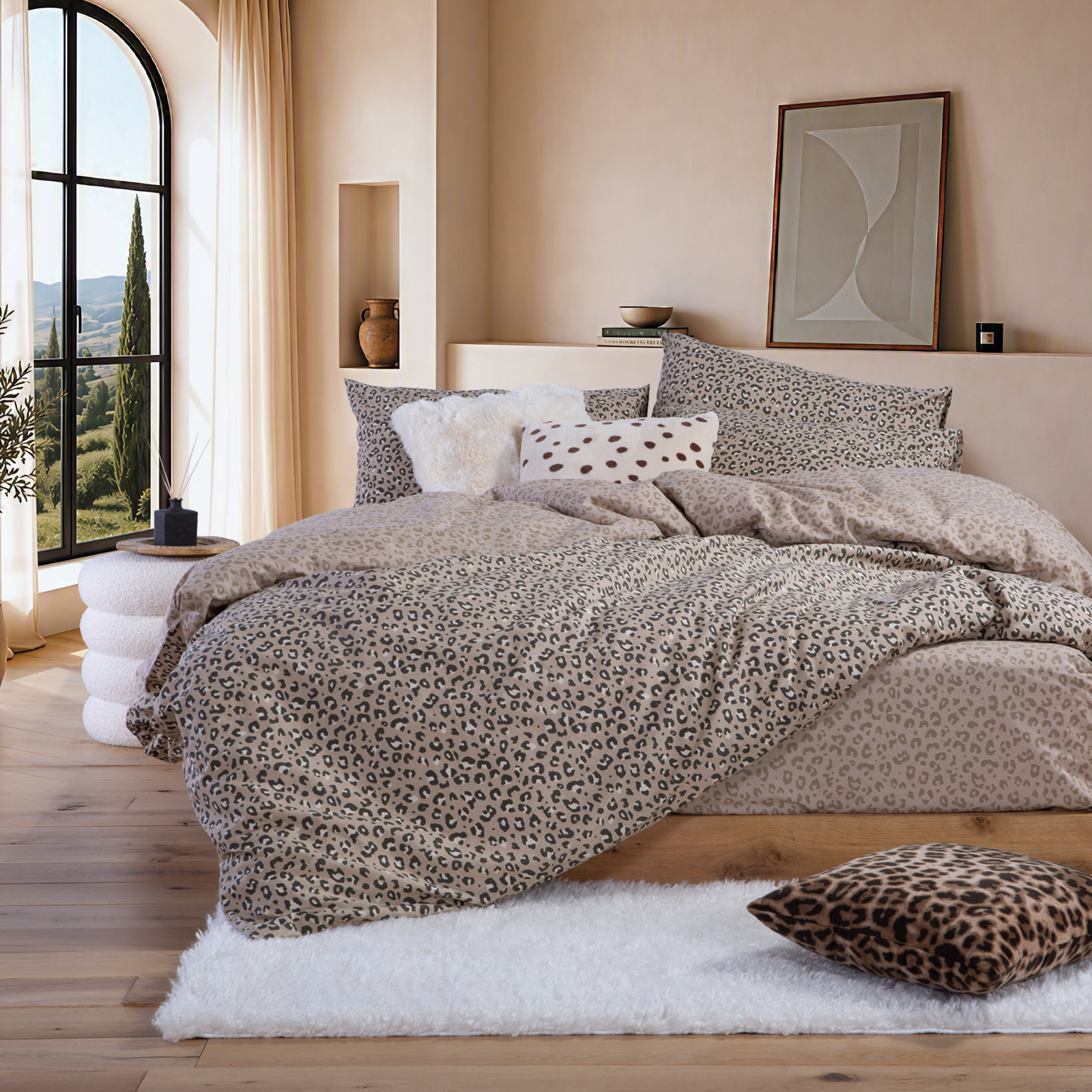 Μονά Σεντόνια Nef-Nef Homeware (Σετ) Βαμβακερά με Λάστιχο Wild 170Χ270 Beige
