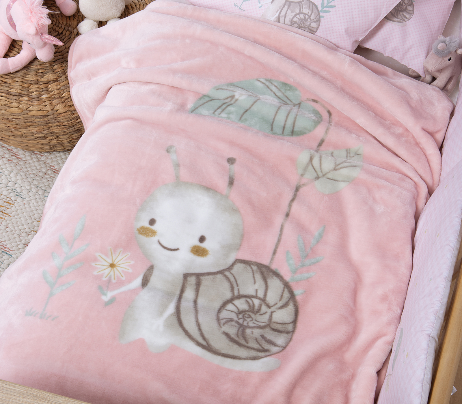 Βρεφική Κουβέρτα Αγκαλιάς Nef-Nef Homeware Cute Snail 75X100 Pink