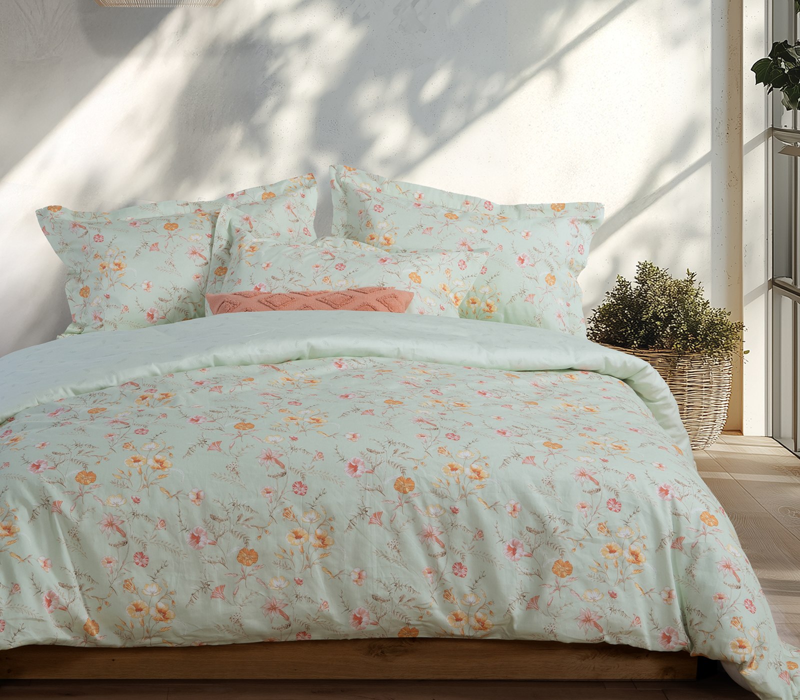 Σεντόνια King Size Βαμβακοσατέν Nef-Nef Homeware (Σετ) Mimosa 270X280 Green