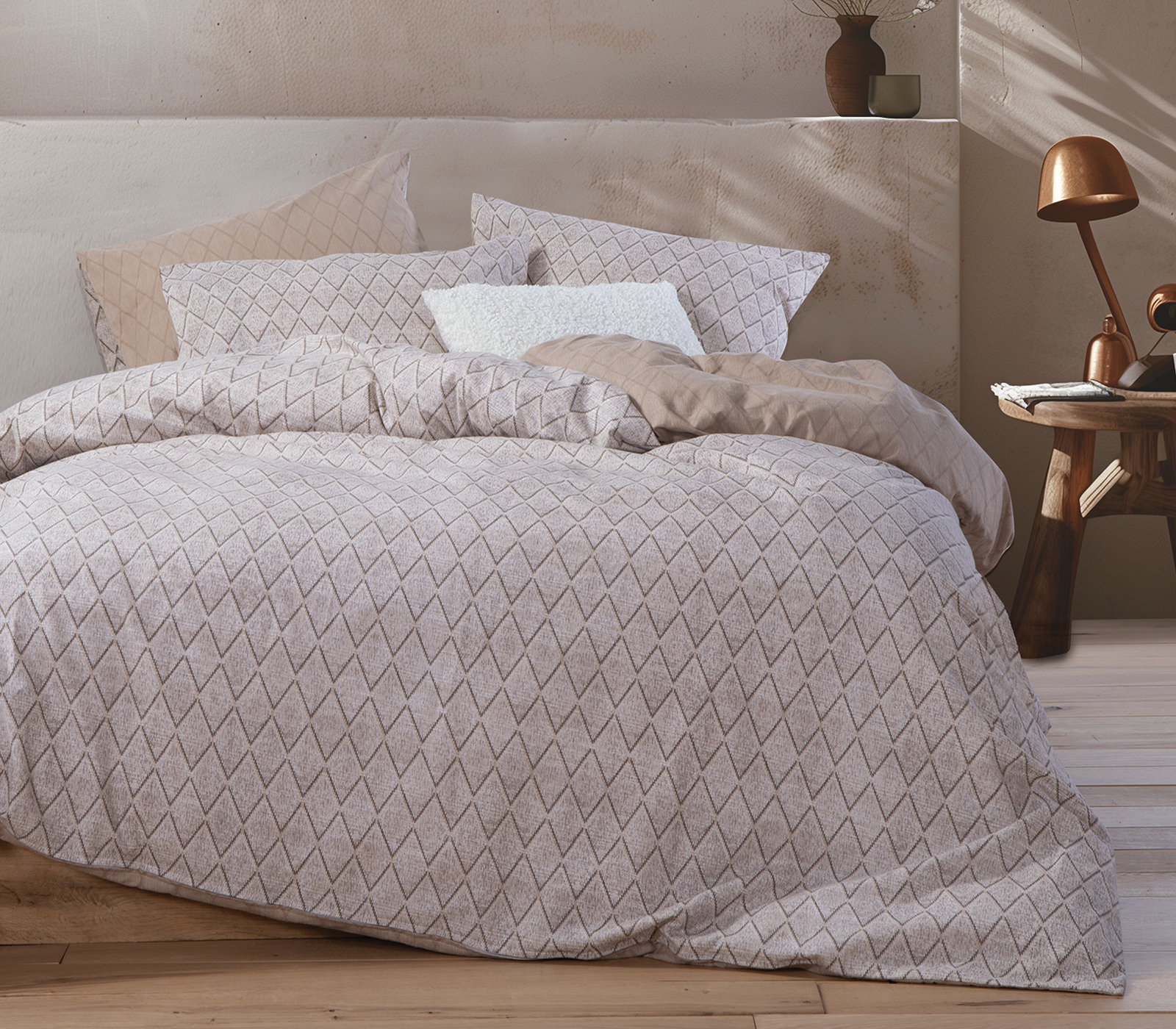 Φανελένια Σεντόνια Nef-Nef Homeware Υπέρδιπλα Mε Λάστιχο (Σετ) Torredo 240X260 Beige