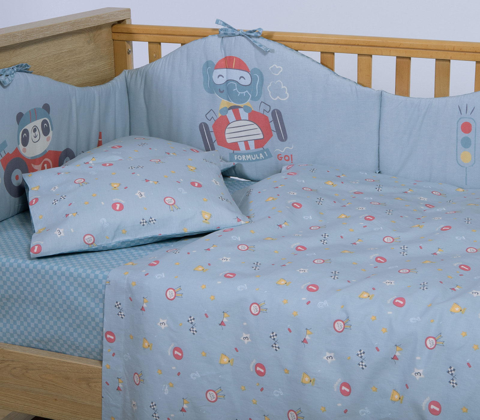 Βρεφικά Σεντόνια Κούνιας Nef-Nef Homeware (3ΤΜΧ) Super Boy Blue 