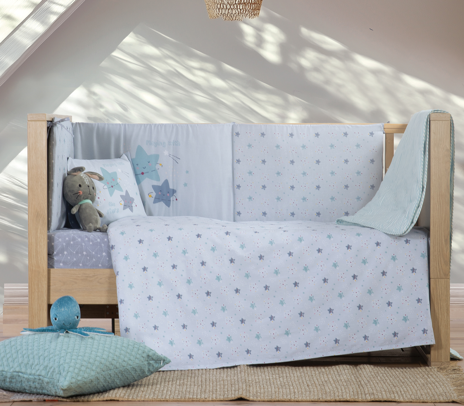 Βρεφικά Σεντόνια Κουνιας Nef-Nef Homeware Explore The Universe L.Blue