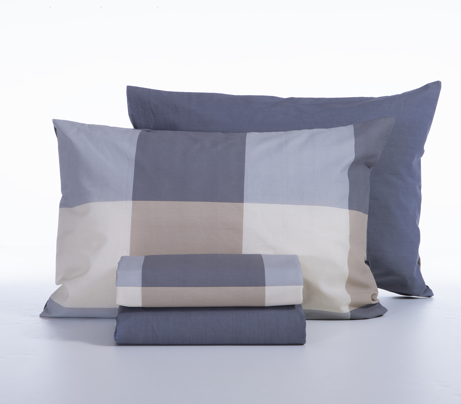 Σεντόνια Μονά Nef-Nef Homeware  (Σετ)  Casual Check 170x270 Denim  (με λάστιχο)