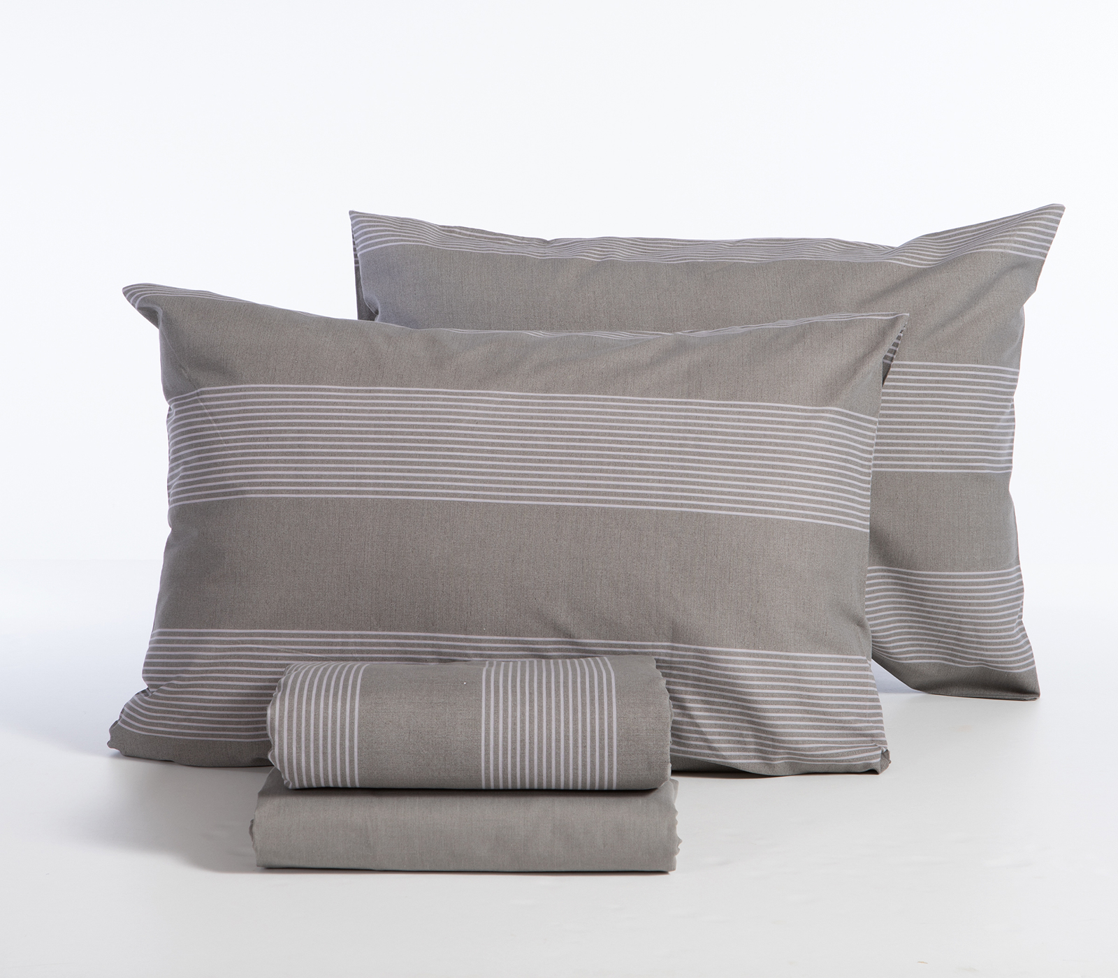 Σεντόνια Μονά Nef-Nef Homeware (Σετ) με λάστιχο Casual Stripe 170x270 D.Grey