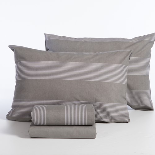 Σεντόνια Μονά Nef-Nef Homeware (Σετ) με λάστιχο Casual Stripe 170x270 D.Grey