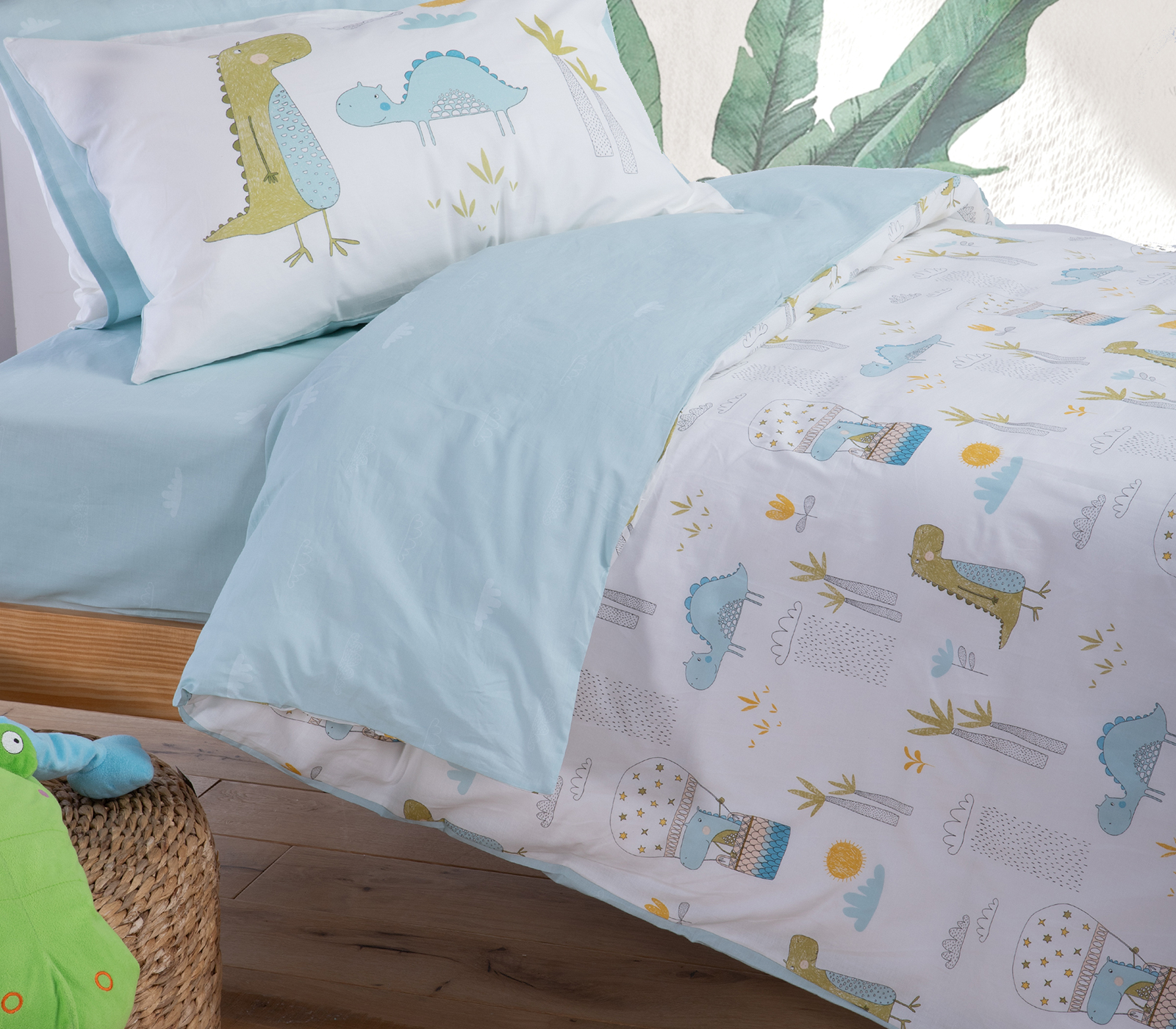  Παιδικά Σεντόνια Nef-Nef Homeware (Σετ) Dino Dragon Time 170X260 L.Blue