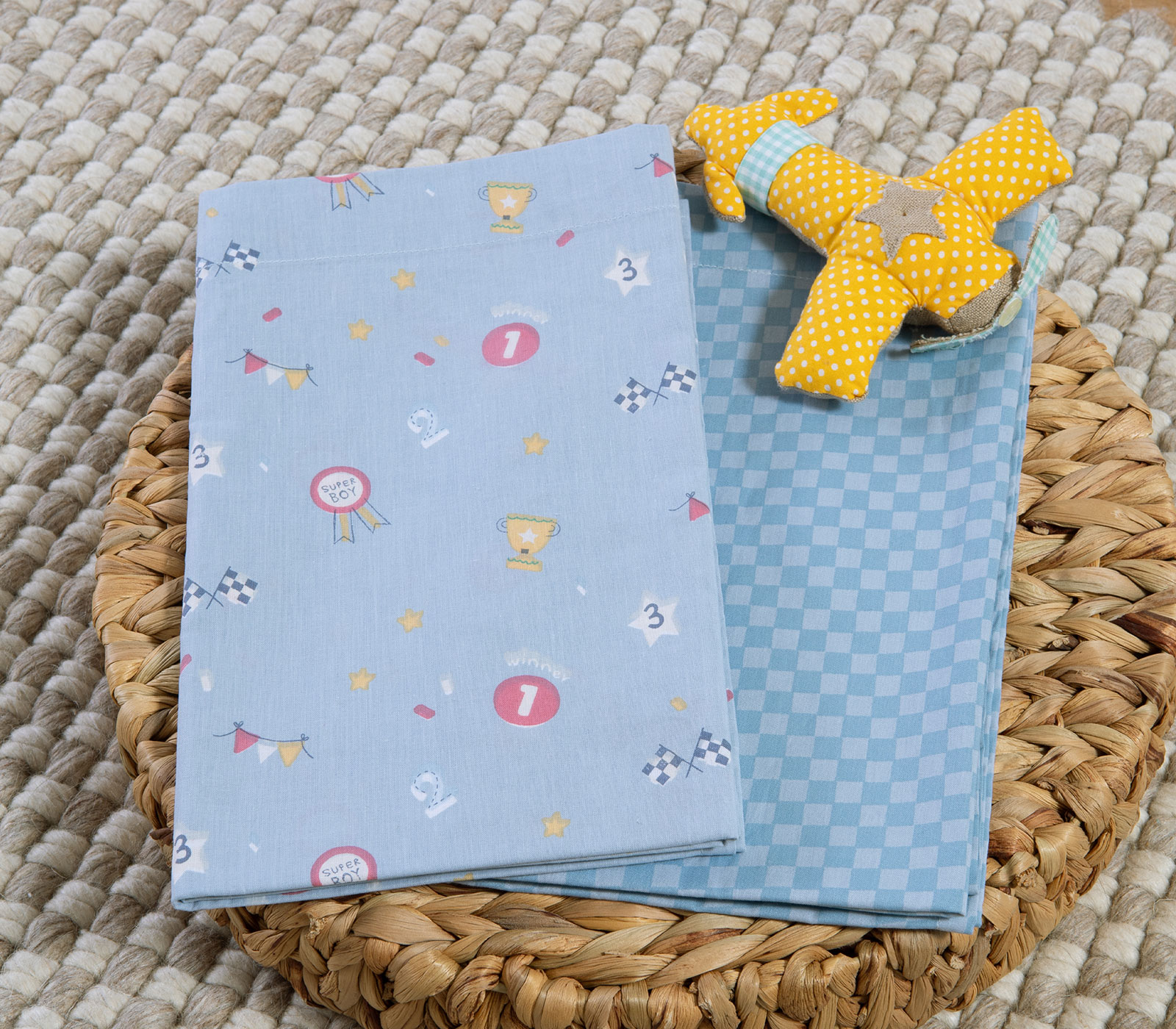 Βρεφικά Σεντόνια Λίκνου Nef-Nef Homeware (2ΤΜΧ) Super Boy L.Blue 70x120