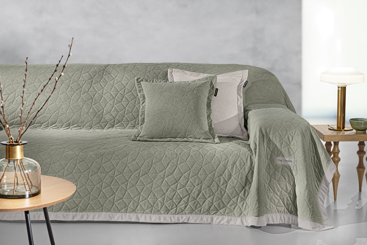 Ριχτάρι Τριθεσίου Guy Laroche Avalon Cement 170x300 + Μαξιλάρι 45X45+3