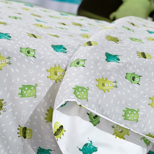 Παιδικά Σεντόνια Saint Clair (Σετ) Monsters 100X200+28 Lime (Με Λάστιχο)