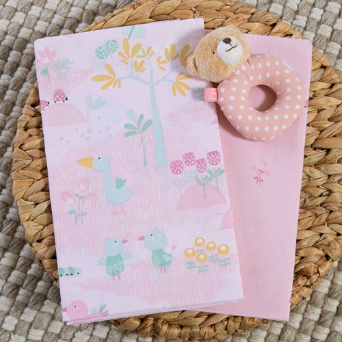 Βρεφικά Σεντόνια Λίκνου Nef-Nef Homeware (2ΤΜΧ) Spring Hapiness Pink