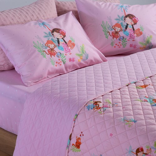 Παιδικό Κουβερλί Nef-Nef Homeware Welcome To India 180X240 Pink