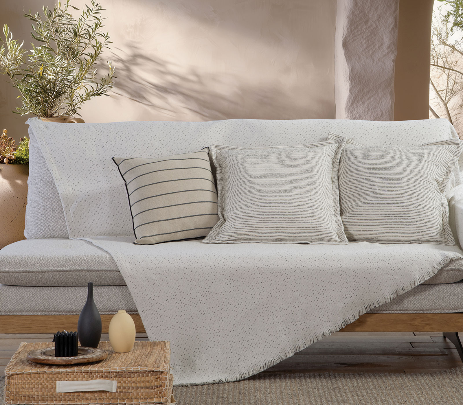 Ριχτάρι Πολυθρόνας Nef-Nef Homeware Malta 26 170X180 Ecru/Black