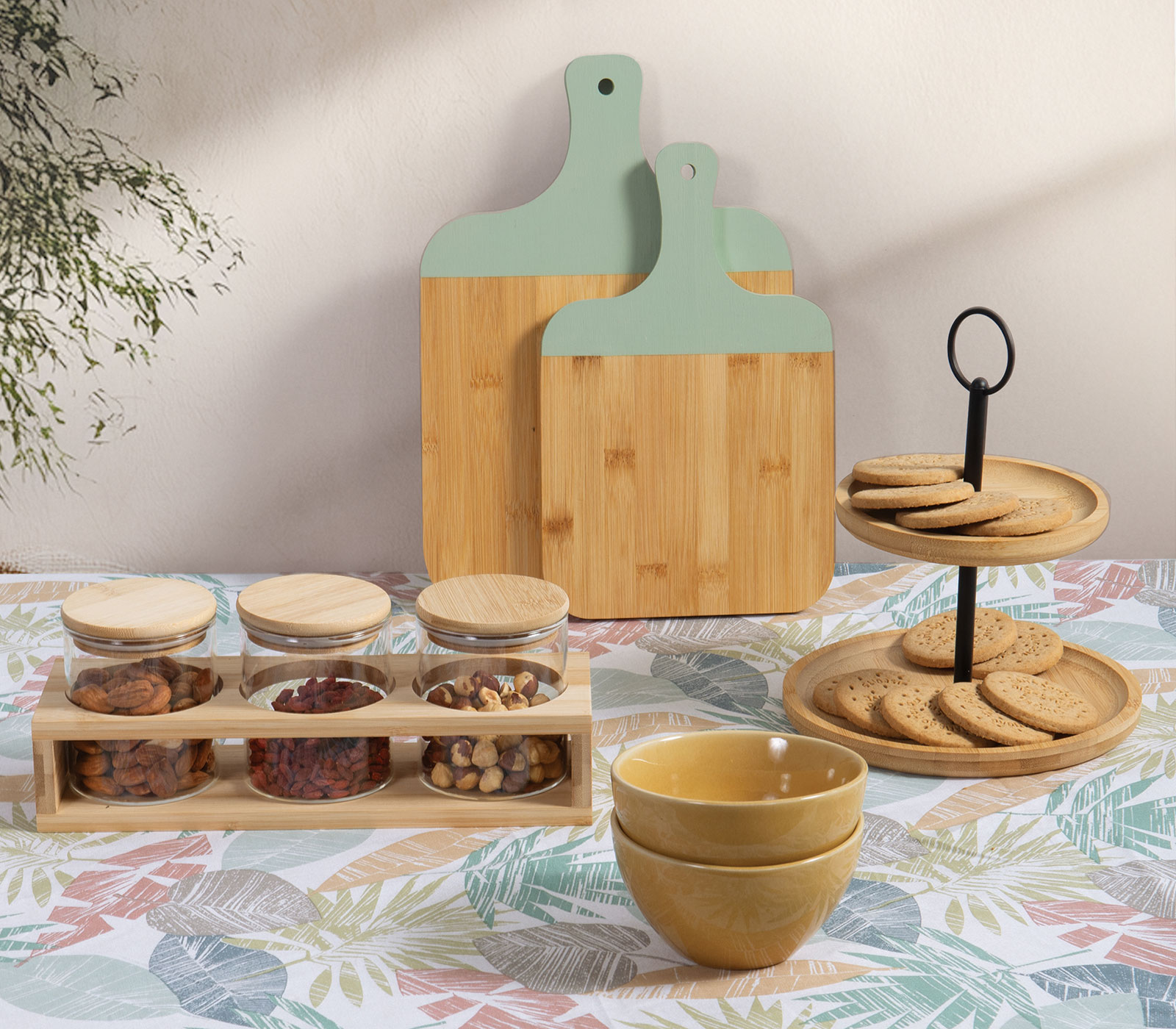 Διπλή Βάση Σερβιρίσματος Nef-Nef Homeware Lendar Beige 