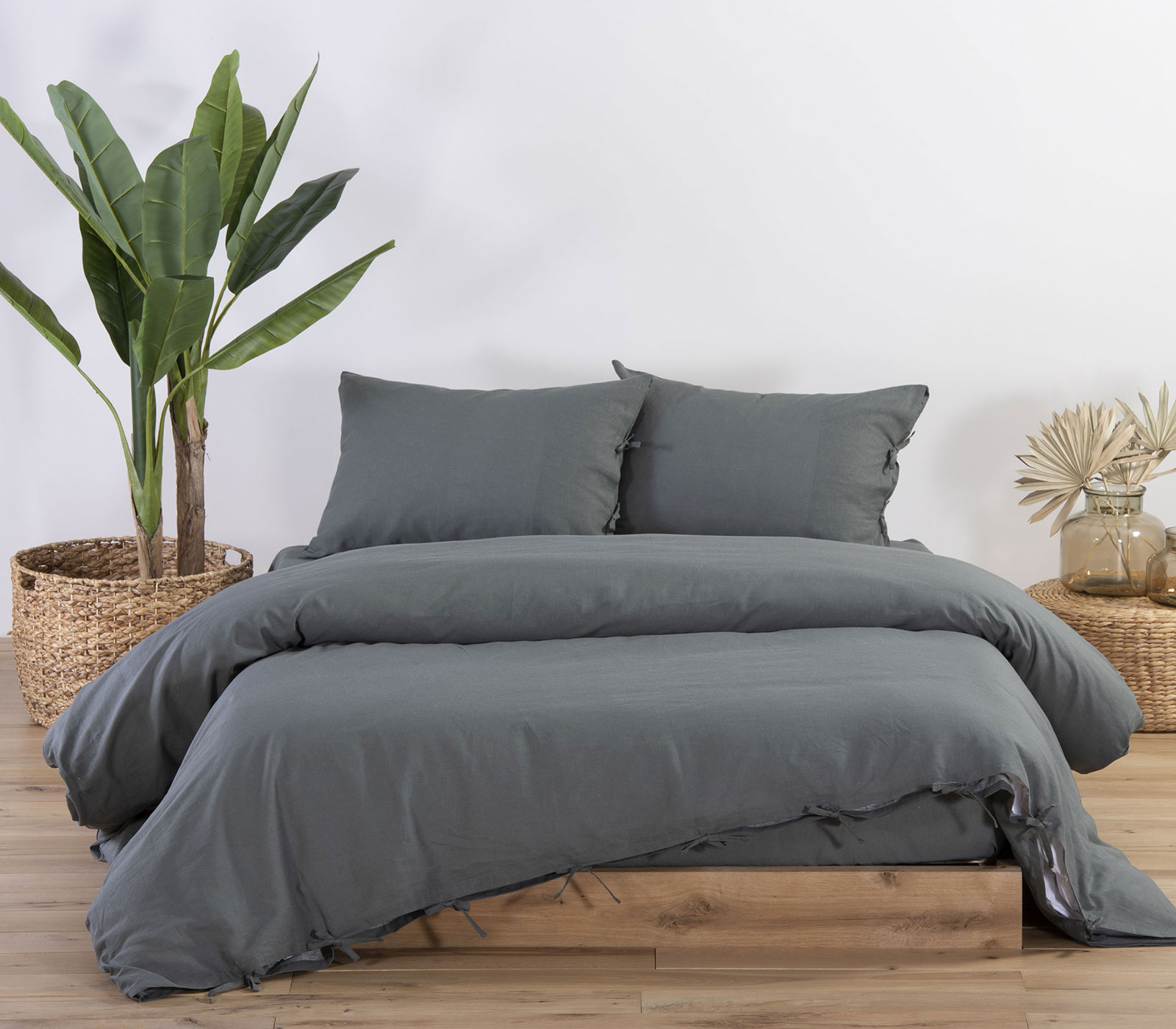 Παπλωματοθήκη King Size Nef-Nef Λινή Cotton-Linen 260Χ240 Green