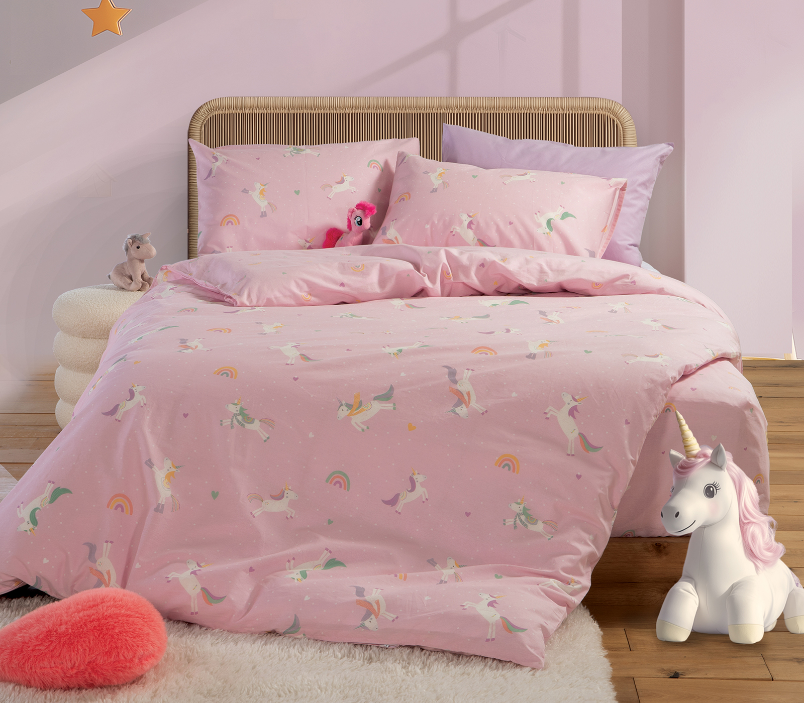 Παιδικά Σεντόνια Nef-Nef Homeware (Σετ) Unicorns Style 170x260 Pink