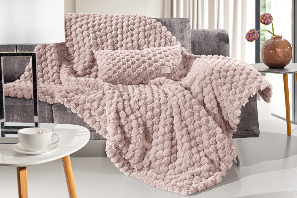 Ριχτάρι Πολυθρόνας Guy Laroche Elixir Old Pink 120X160 + Μαξιλάρι 42X42