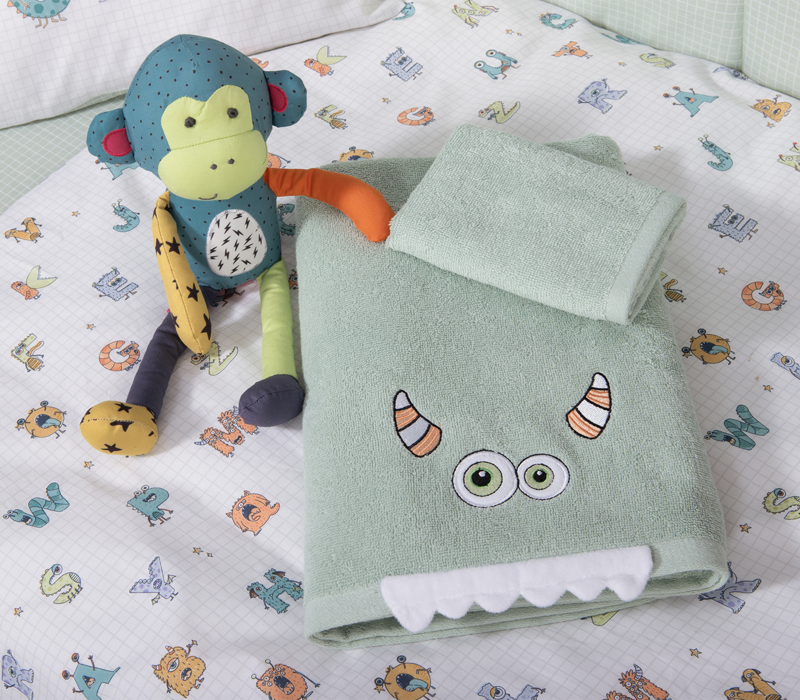 Βρεφικές Πετσέτες Nef-Nef Homeware Alphabet Monster Pistachio