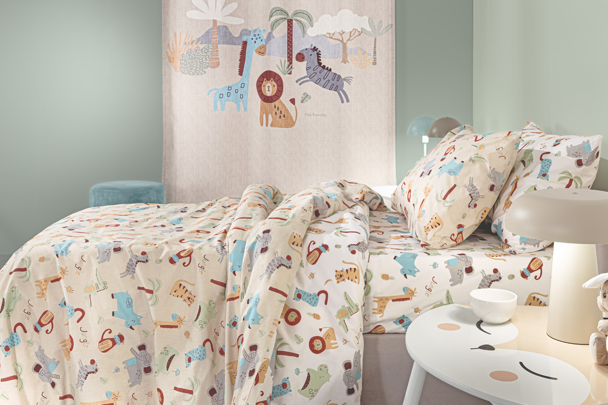 Παιδικά Σεντόνια Guy Laroche (Σετ) Jungle Natural 165x250