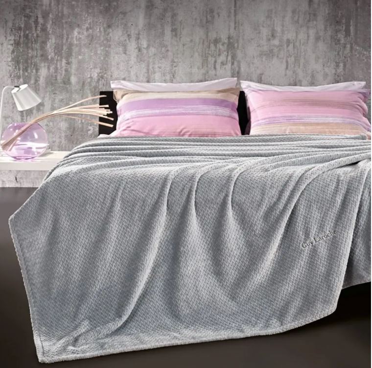 Κουβέρτα Fleece Υπέρδιπλη Guy Laroche (Σετ) 220X240 Rombus Silver
