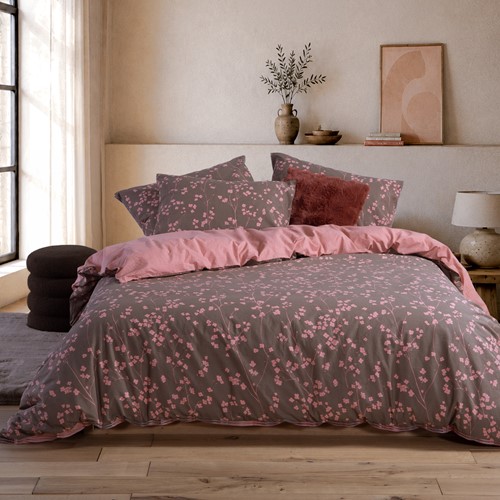 Υπέρδιπλη Παπλωματοθήκη Nef-Nef Homeware (Σετ) Βαμβακερή Floriva 240x230 Βrown