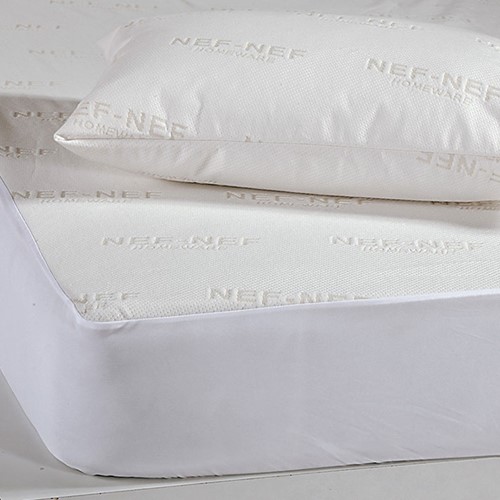 Αδιάβροχο Επίστρωμα Nef-Nef Μονό 100x200+30 White Linen Ζακαρ/Pu Λευκό