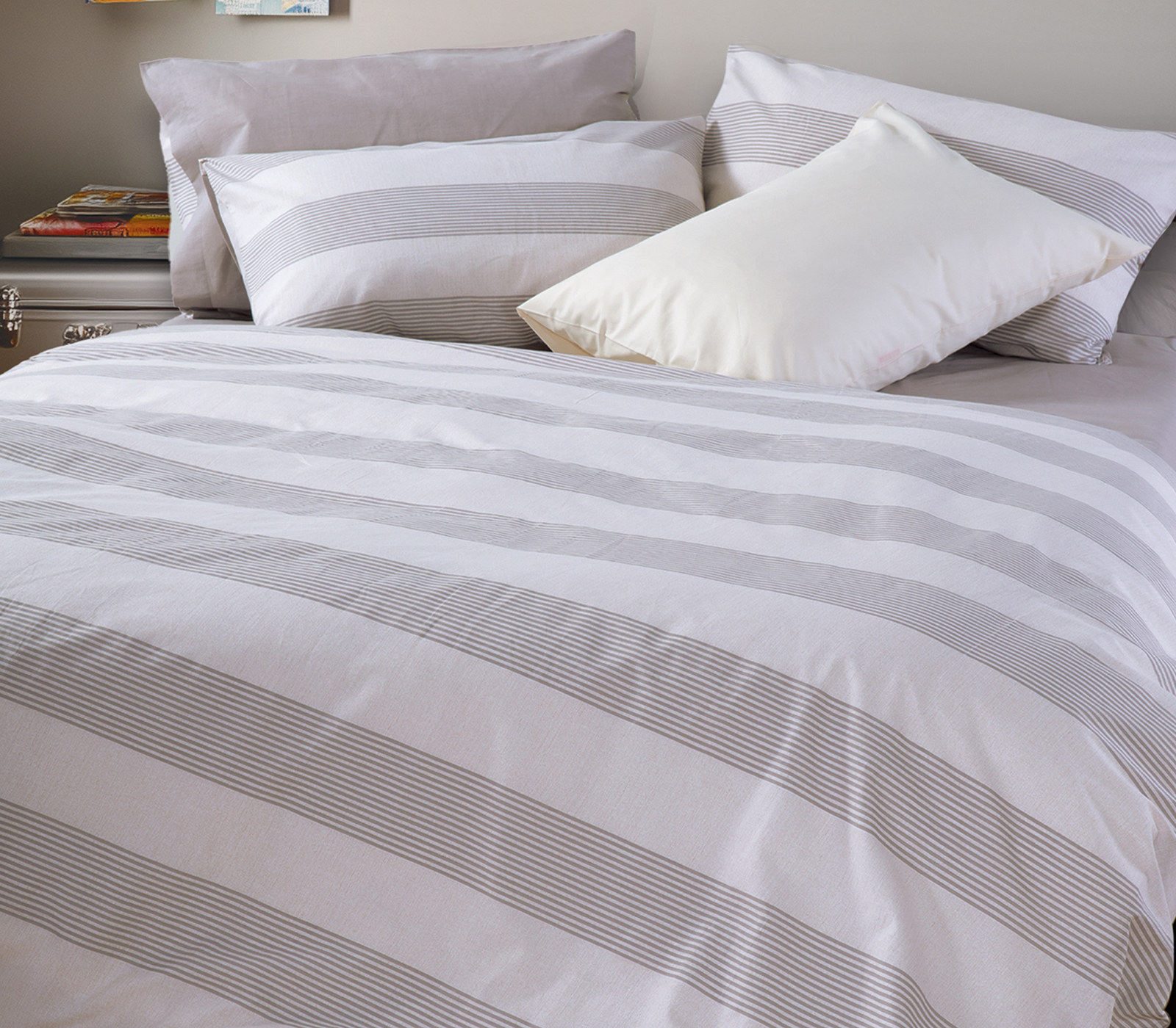 Παπλωματοθήκη Μονή Nef-Nef Homeware (Σετ)Casual Stripe 170Χ240 Ecru