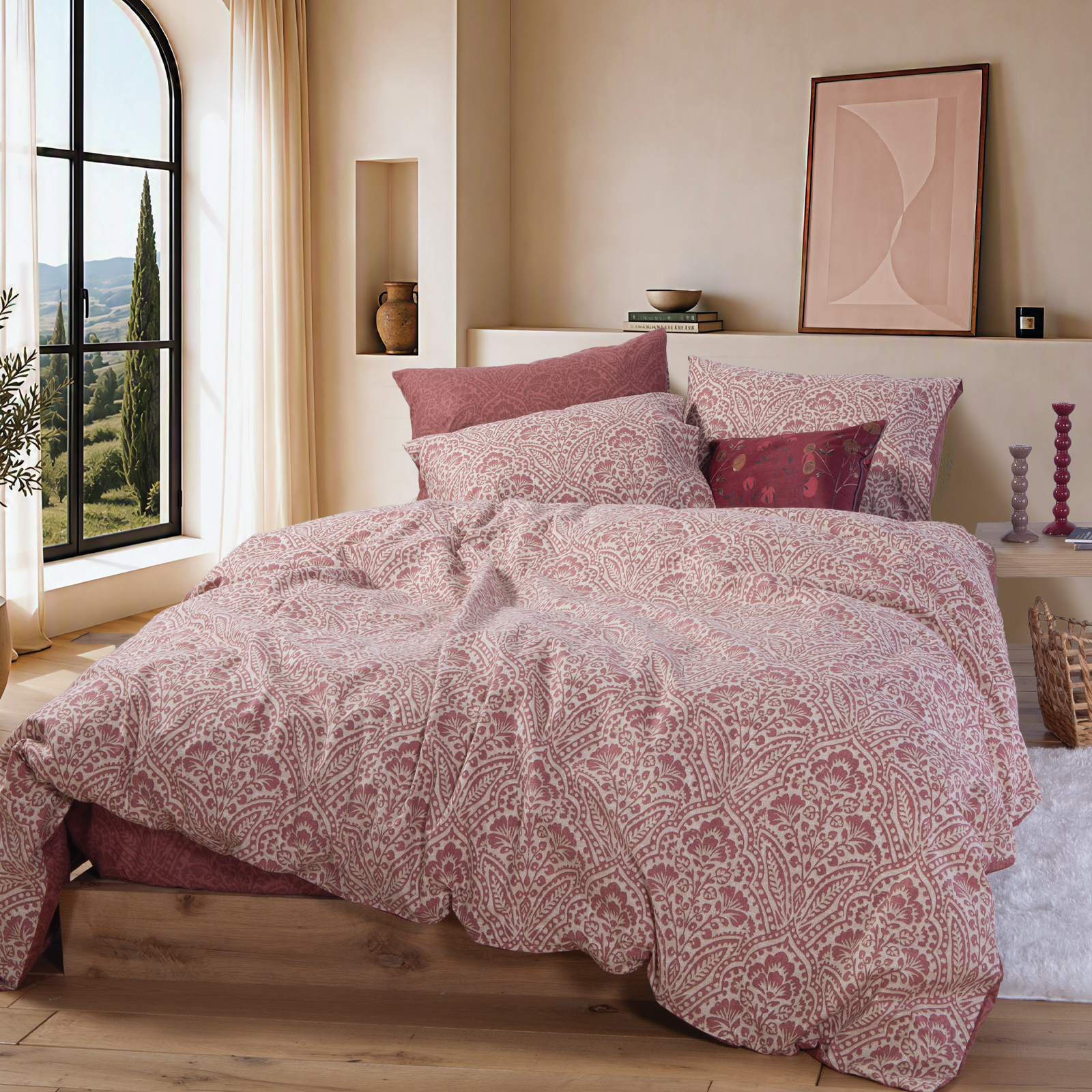 Φανελένια Υπέρδιπλη Παπλωματοθήκη Nef-Nef Homeware (Σετ) Marcel 240x230 Bordo