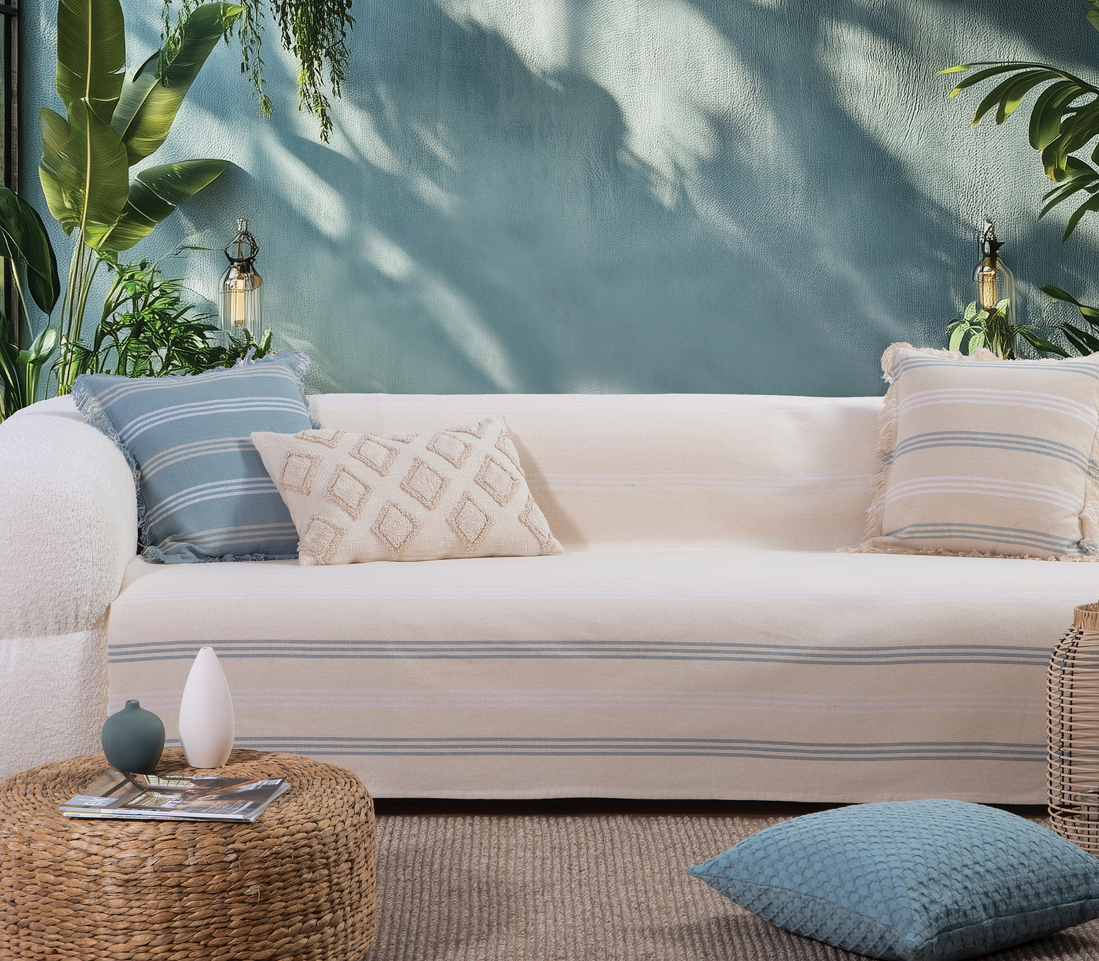 Ριχτάρι Πολυθρόνας Nef-Nef Homeware Spirit Blue 180x180 Natural