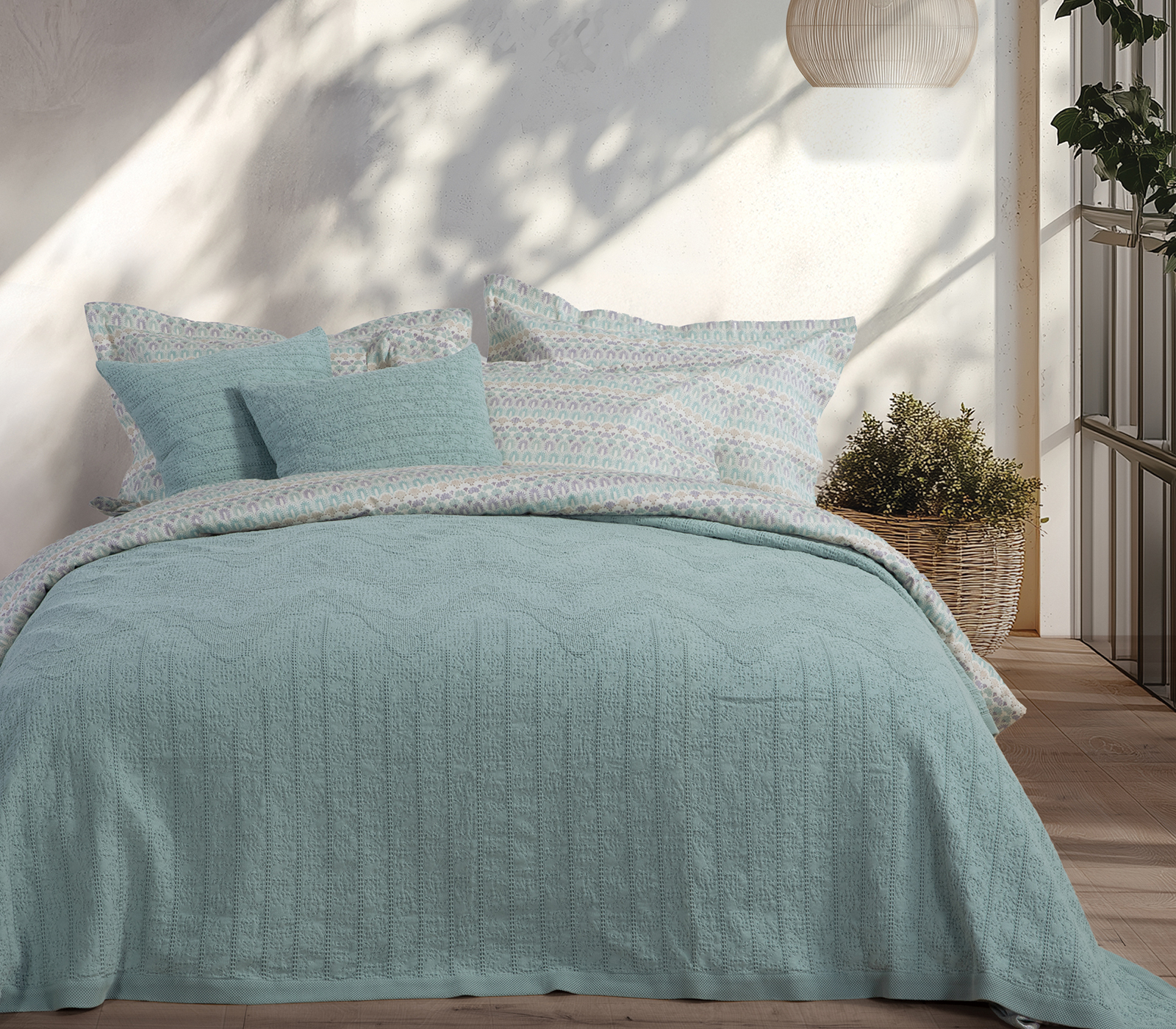 Κουβέρτα Υπέρδιπλη Nef-Nef Homeware Starige 230X250 Aqua
