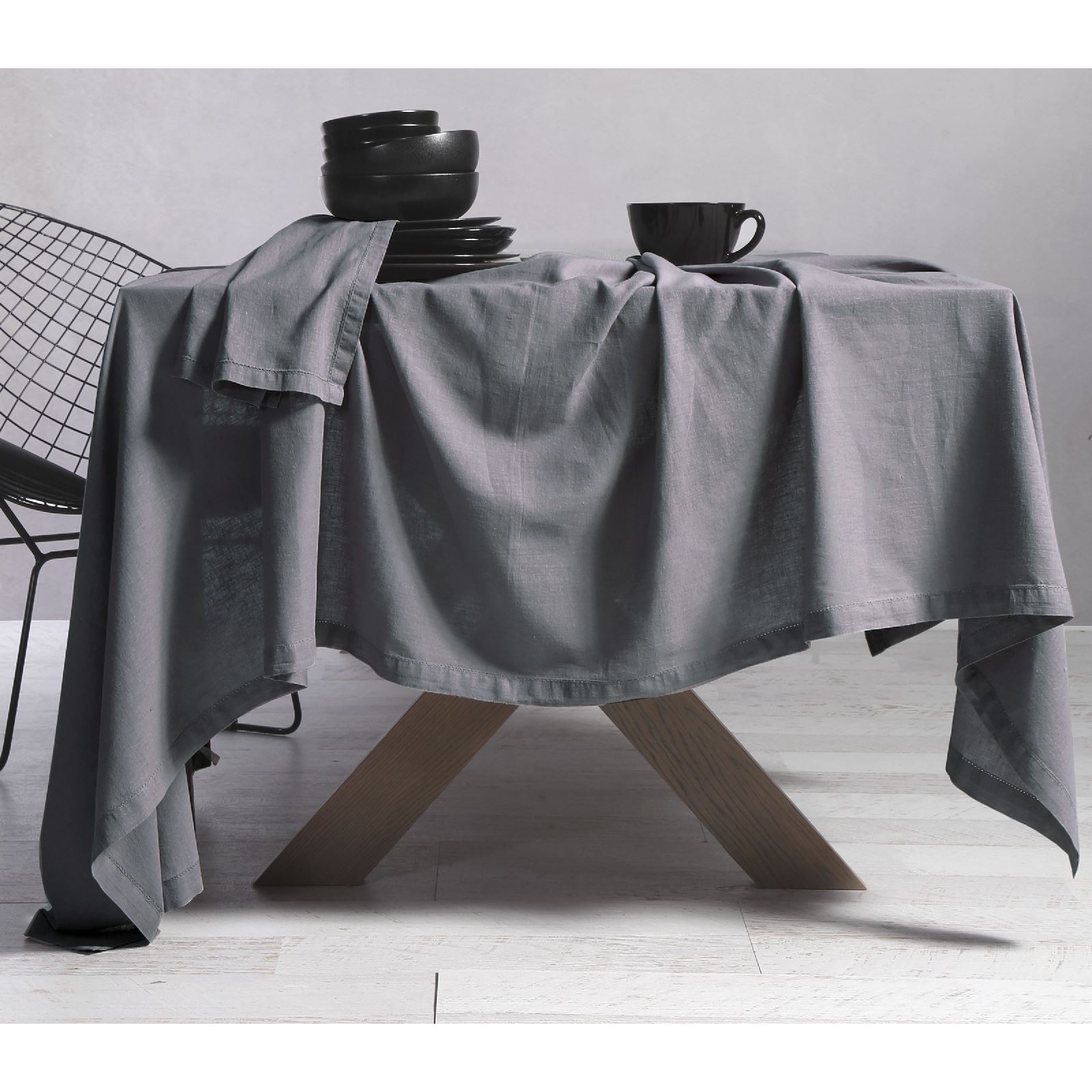 Τραπεζομάντηλο Nef-Nef Cotton-Linen Grey 150X300