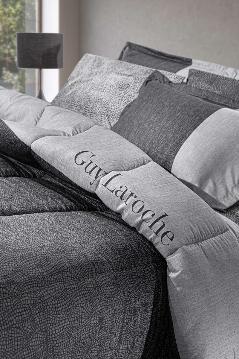 Παπλωματοθήκη Yπέρδιπλη Guy Laroche (Σετ) Safari Suede Anthracite 225X245 