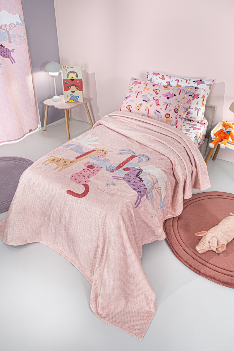 Κουβέρτα Μονή Guy Laroche Jungle Pink Ultra Soft 160X220