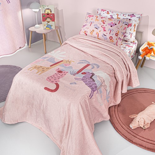 Κουβέρτα Μονή Guy Laroche Jungle Pink Ultra Soft 160X220