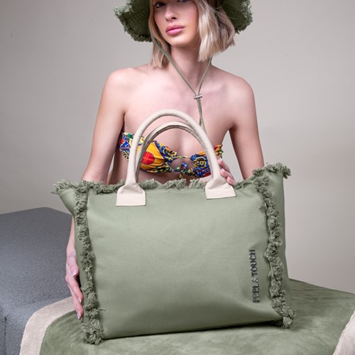 Τσάντα Ώμου Feel & Touch Caribbean Khaki/Ammos 40x35x20cm