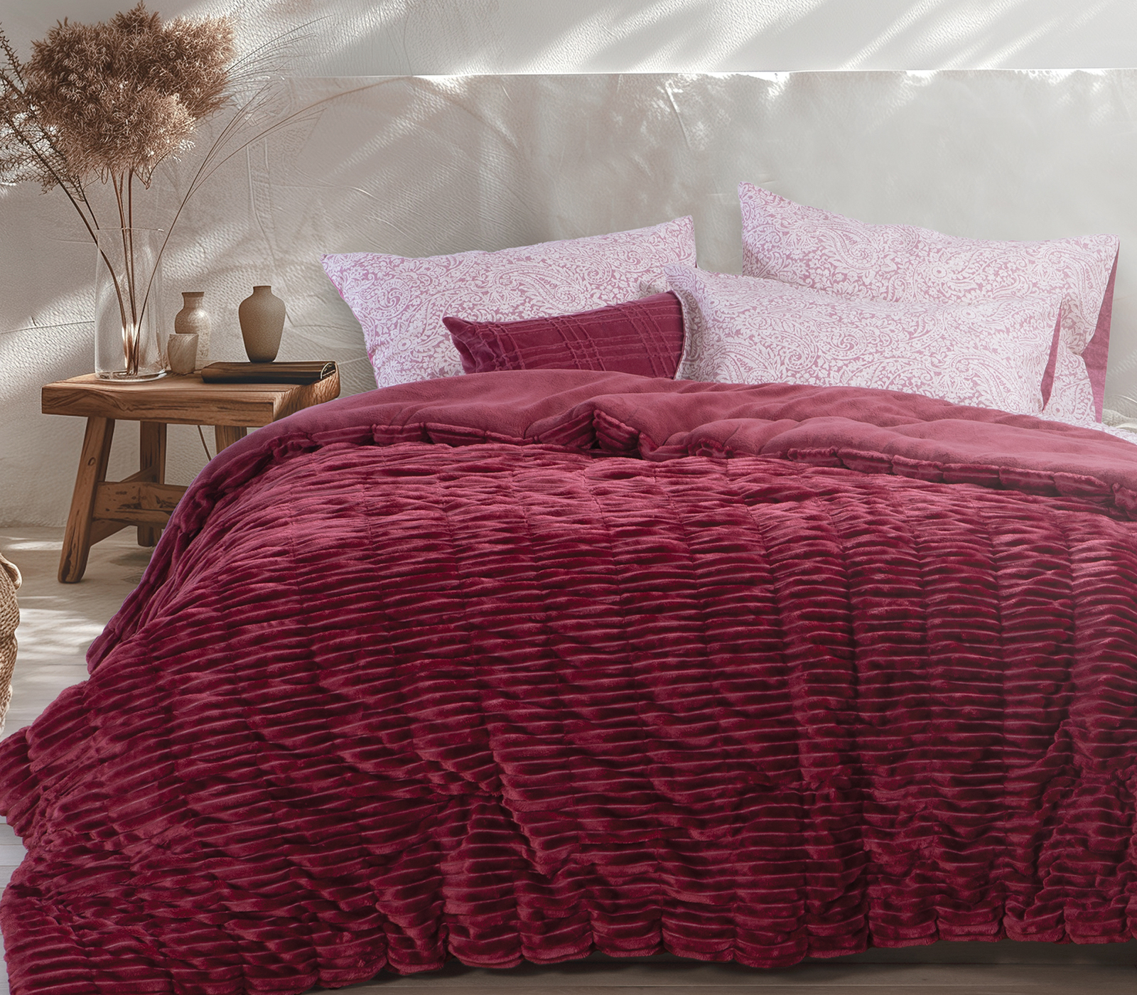 Κουβερτοπάπλωμα Μονό Nef-Nef Homeware Compose 160X220 Sangria