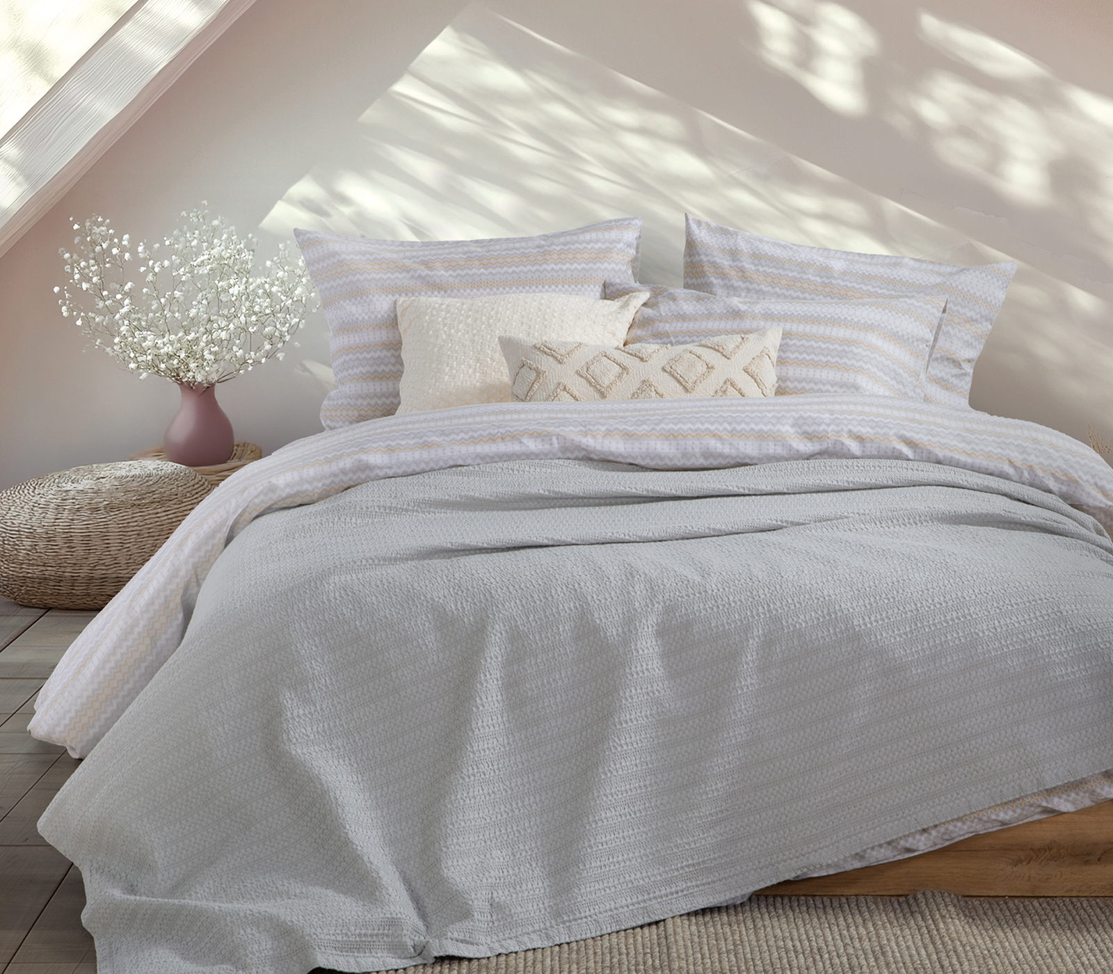 Πικέ Κουβέρτα Υπέρδιπλη Nef-Nef Homeware 220x240 L.Grey