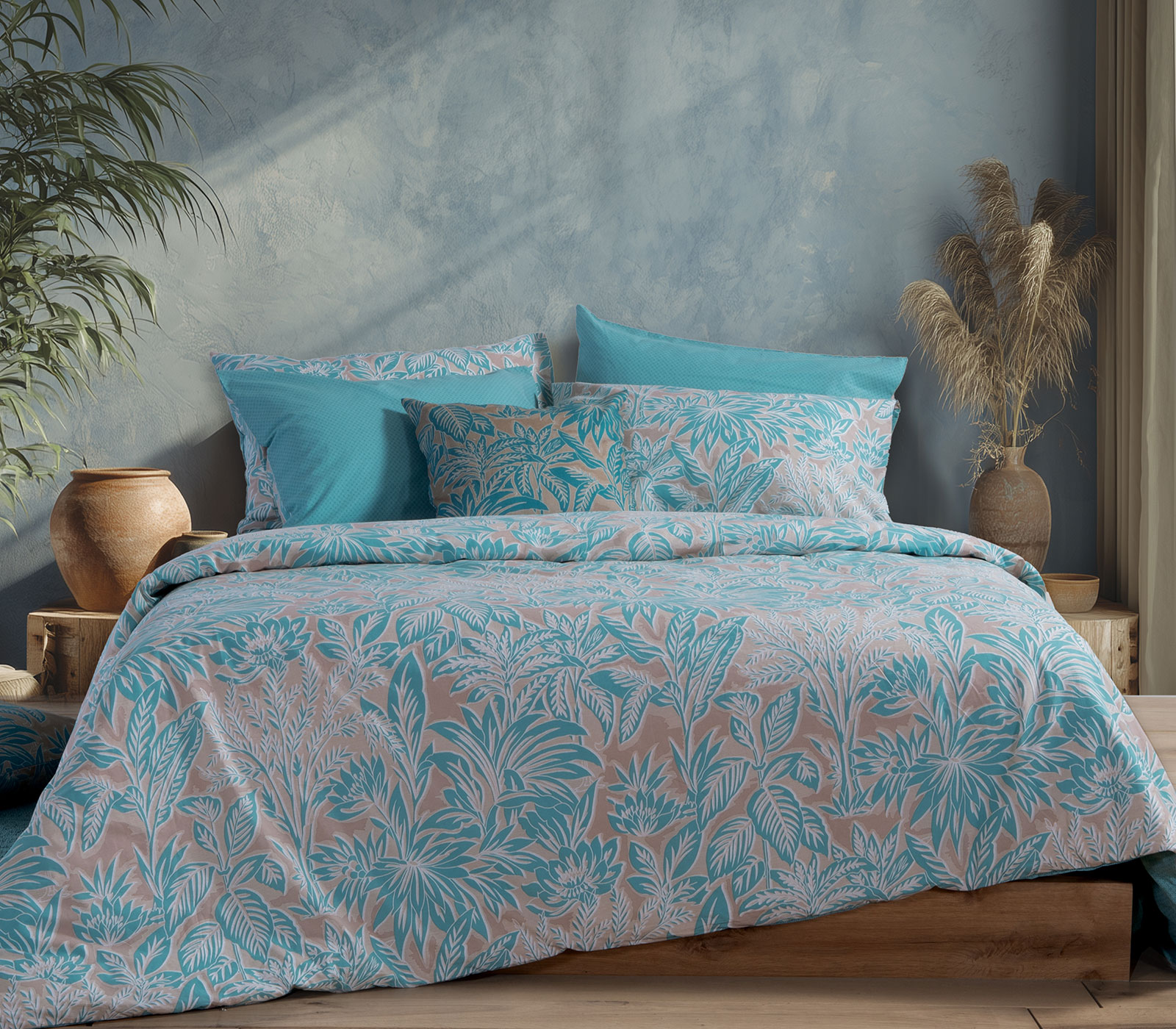 Σεντόνια Υπέρδιπλα Nef-Nef Homeware (Σετ) Με Λάστιχο Charisma 160x200+35 Blue