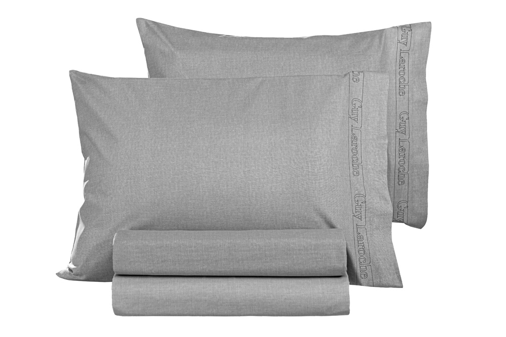 Σεντόνι Υπέρδιπλο Μεμονωμένο Guy Laroche Color Plus Silver 160X200+32 Με Λάστιχο