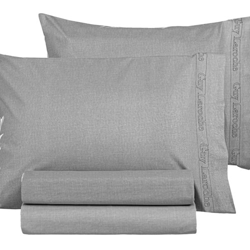 Σεντόνι Υπέρδιπλο Μεμονωμένο Guy Laroche Color Plus Silver 160X200+32 Με Λάστιχο