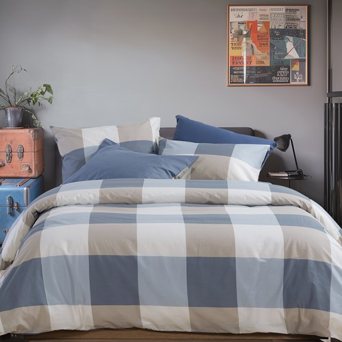 Παπλωματοθήκη Μονή Nef-Nef Homeware (Σετ) Casual Check 170x240 Denim