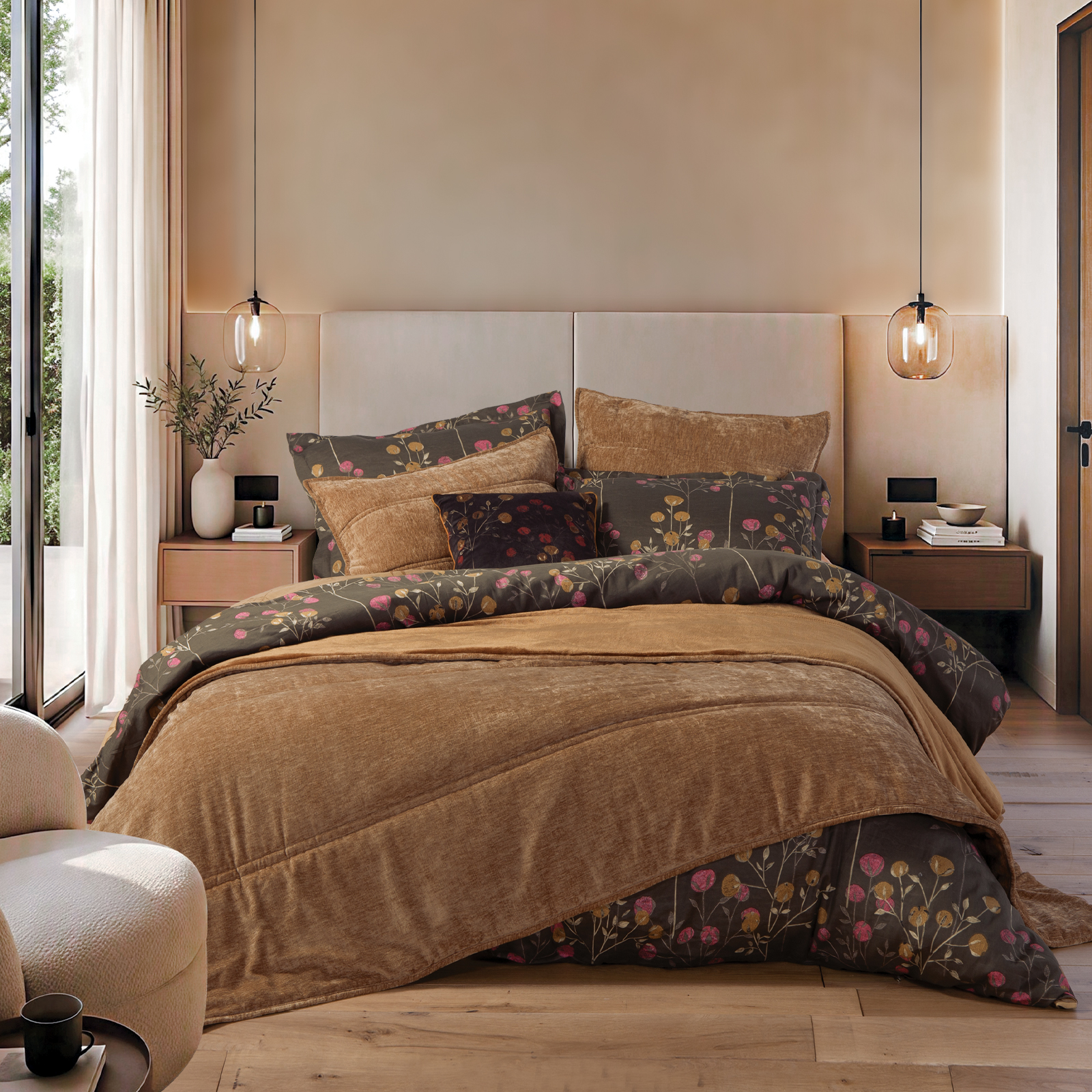 Κουβερτοπάπλωμα Υπέρδιπλο Nef-Nef Homeware Vania 240x220 Caramel
