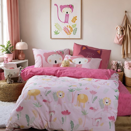 Παιδικά Σεντόνια Nef-Nef Homeware Μονά (Σετ) με Λάστιχο Wild & Sweet 170x260 Pink